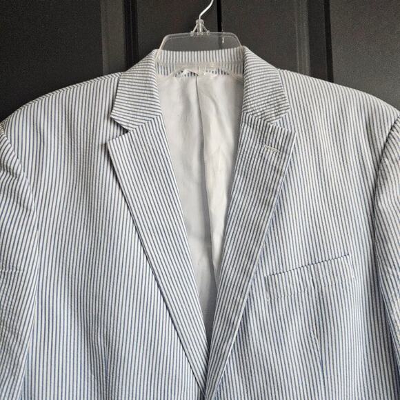 Lauren Ralph Lauren Mens Blue/White Striped Seersucker Blazer Sz 44R Quiet Lux - Picture 3 of 11